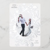 Love & Merci Floral Silver Foil Carte de remerciem (Recto)