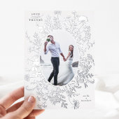 Love & Merci Floral Silver Foil Carte de remerciem