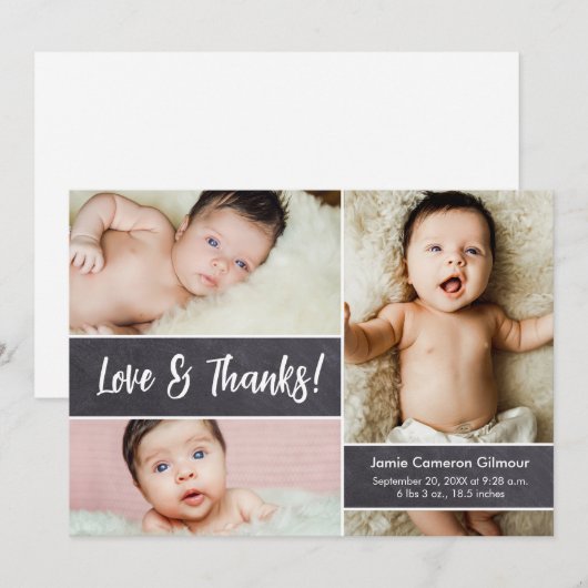 Love & Merci Modern Photo Collage Baby shower (Devant / Derrière)