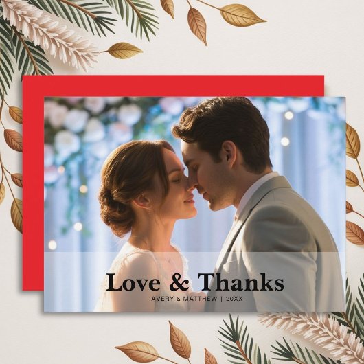 Love & Merci Modern Romantic Couple Carte de voeux