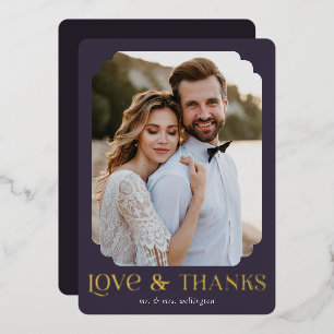 Love Merci Purple Foil Mariage Carte de remercieme