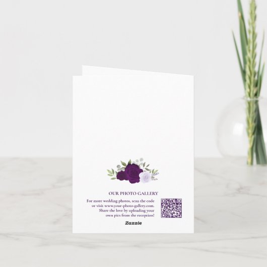 Love & Merci Purple Rose Photo QR Code Mariage (Dos)