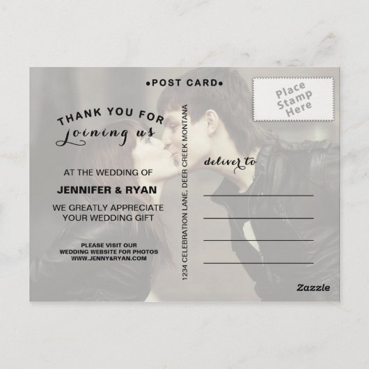 LOVE & MERCI SCRIPT 1 MERCI MARIAGE CARTE POST (Dos)