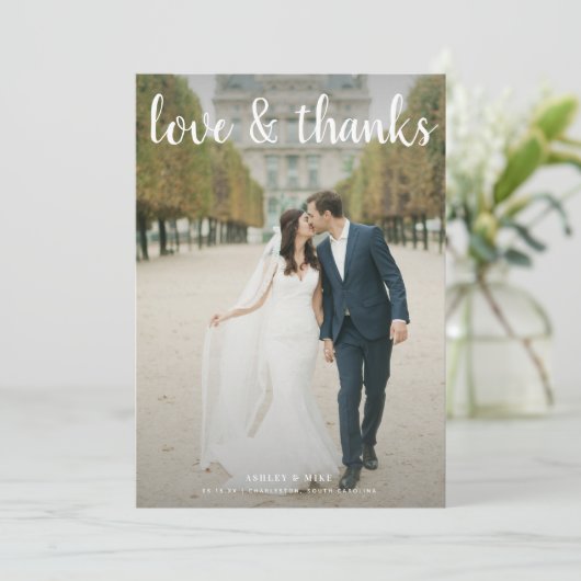 Love & Merci Script 2 Photo QR Code Mariage (Debout devant)