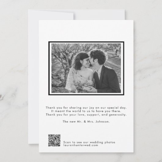 Love & Merci Script 2 Photo QR Code Mariage (Dos)