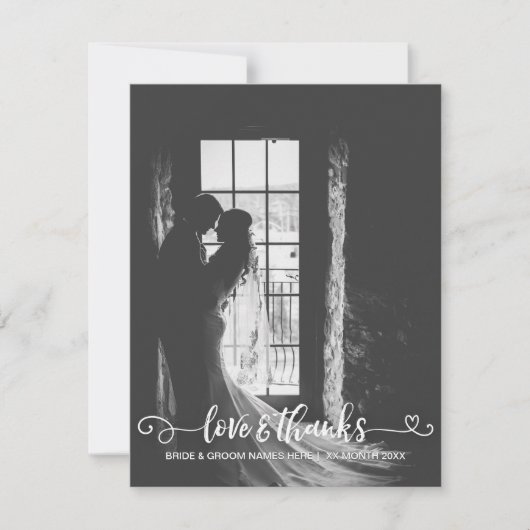 Love & Merci Typographie Mariage Black White Photo (Devant)