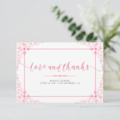 Love & Merci Typographie Mariage Rose Avec Cadre. (Debout devant)