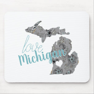 Love Michigan Floral Fred Silhouette Muismat