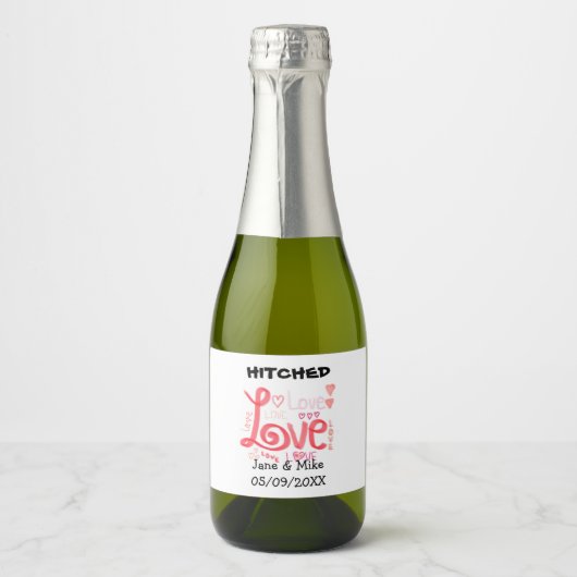 Love Mini Bottle Label Set Sparkling Wijnetiket (Voorkant)