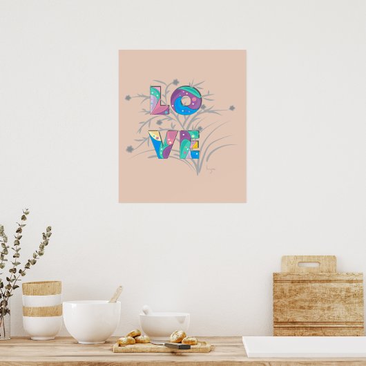 LOVE Modern Cool Typography Poster graphique Impri (Cuisine)