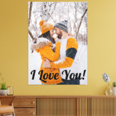 Love Modern Script Couple Photo Elegant Canvas Afdruk (Insitu (Woonkamer))