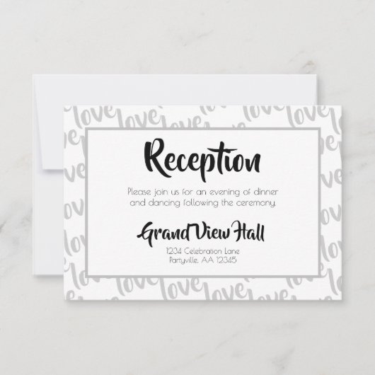 Love Modern Script Typography Reception Kaart (Voorkant)