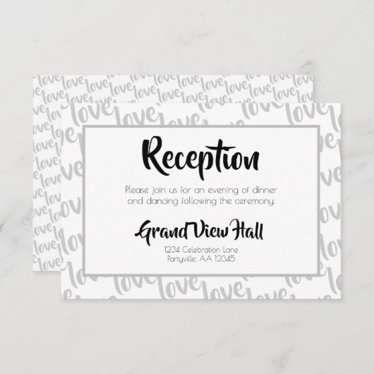 Love Modern Script Typography Reception Kaart (Voorkant / Achterkant)