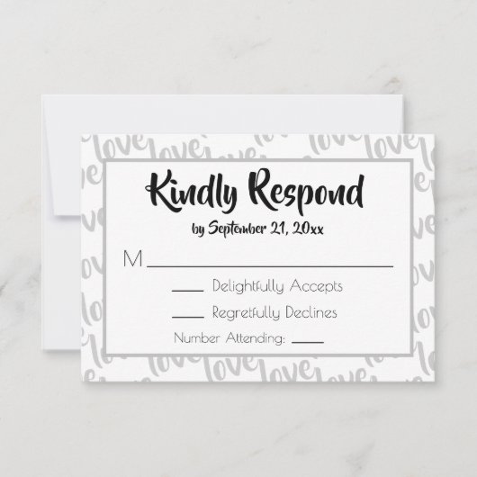 Love Modern Script Typography RSVP (Voorkant)