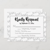 Love Modern Script Typography RSVP Uitnodiging Briefkaart (Voorkant / Achterkant)