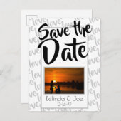 Love Modern Script Typography Save the Date Aankondigingskaart (Voorkant / Achterkant)
