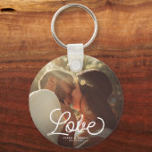 LOVE Moderne kalligrafie Eenvoudige foto Keepomwil Sleutelhanger (Voorkant)