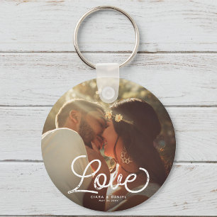 LOVE Moderne kalligrafie Eenvoudige foto Keepomwil Sleutelhanger