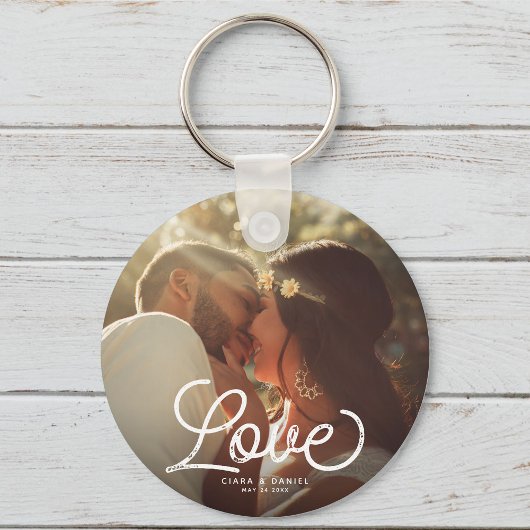 LOVE Moderne kalligrafie Eenvoudige foto Keepomwil Sleutelhanger