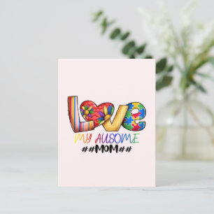 Love Mom Autisme Bewustzijn voor trotse moeders Briefkaart