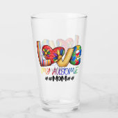 Love Mom Autisme Bewustzijn voor trotse moeders Glas (Achterkant)