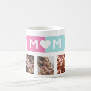 LOVE MOM   GIRL PINK & BOY BLUE Multi 7 Photo Koffiemok
