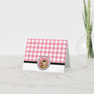 Love Monkey aangepaste Roze Houndstooth Kaarten