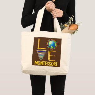 Love Montessori Teacher Montessori Education Back Grote Tote Bag