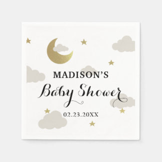 Love Moon and Back Glitter Star Clouds Baby shower Servet