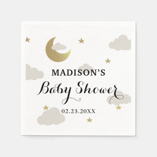 Love Moon and Back Glitter Star Clouds Baby shower Servet (Voorkant)