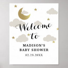 Love Moon and Back Star Clouds Baby shower Welkom Poster