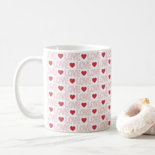 Love Motif café Mug - Red Outline (Avec donut)