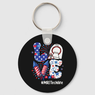 Love MRI Tech Life Vlag Vuurwerk Verenigde Staten  Sleutelhanger