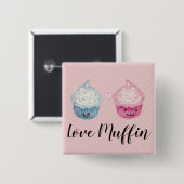 Love-Muffin Cupcakes Vierkante Button 5,1 Cm (Voorkant /achterkant)