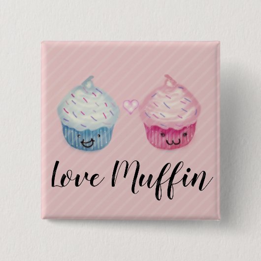 Love-Muffin Cupcakes Vierkante Button 5,1 Cm (Voorkant)