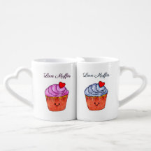 Love Muffins (Rose et Bleu) - Set de Mug de café