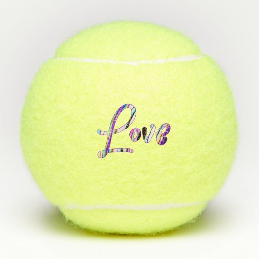 Love multicolor serif font text tennisballen (Voorkant)