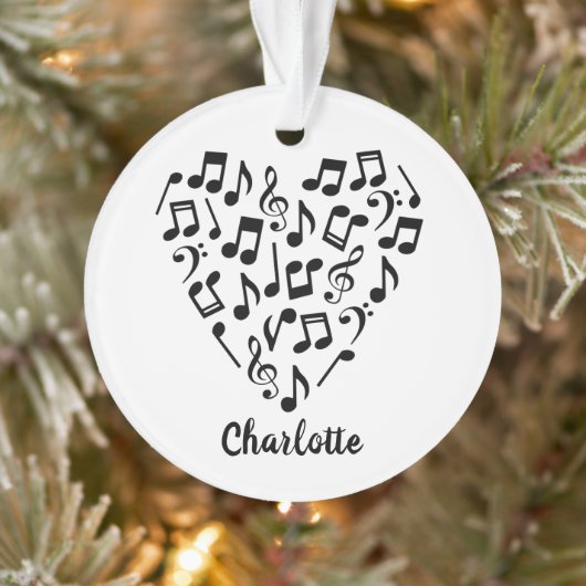 Love Music Heart of Music Notes avec nom (Arbre)