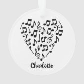 Love Music Heart of Music Notes avec nom (dos)