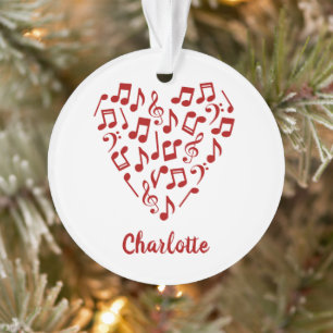 Love Music Heart of Red Music Notes avec nom