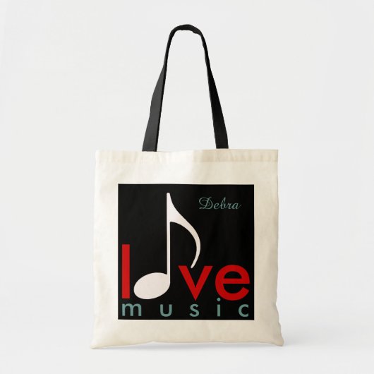 Love Music Persoonlijke-naam Tote Bag (Voorkant)