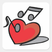 Love Music Vierkante Sticker (Voorkant)