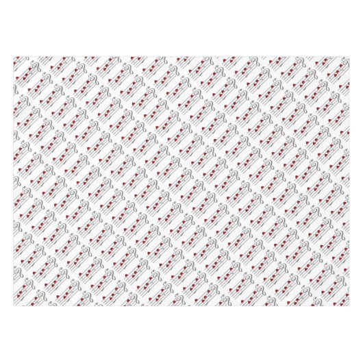 Love muzieknoten Silver Red White Tafelkleed (Voorkant (Horizontaal))