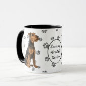 Love My Airedale Terrier Dog Pawprint Mok (Voorkant links)