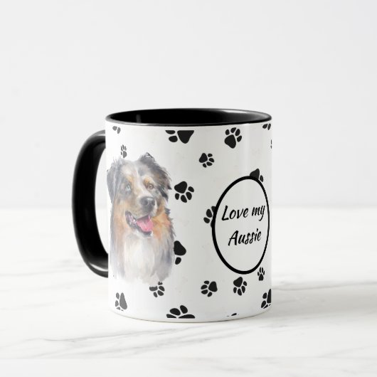 Love My Aussie Dog Pawprint Mok (Voorkant links)