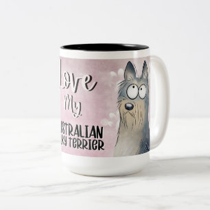 Love My Australian Silky Terrier Cartoon 15oz Tweekleurige Koffiemok