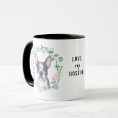 Love My Boston Terrier Wreath Coffee Mug (Devant gauche)