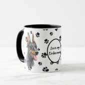 Love My Doberman Pinscher Dog Pawprint Mok (Voorkant links)