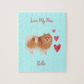 Love My Pom Pommeranian Dog Custom Pet Naam Legpuzzel (Verticaal)