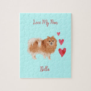 Love My Pom Pommeranian Dog Custom Pet Naam Legpuzzel